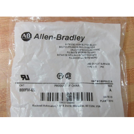 Allen Bradley 800FM-E2 Black Extended Button 800FME2