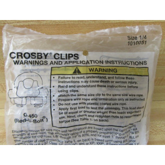 Crosby 1010051 U-Bolt Clips  14" G-450 (Pack of 4)
