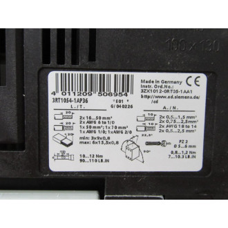 Siemens 3RT1054-1AP36 Contactor 3RT10541AP36