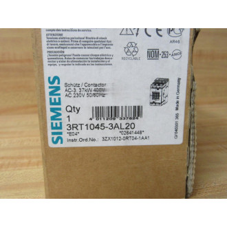 Siemens 3RT1045-3AL20 Contactor 3RT10453AL20