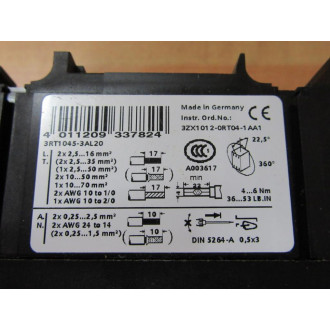 Siemens 3RT1045-3AL20 Contactor 3RT10453AL20