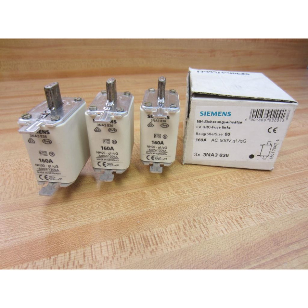 Siemens 3NA3 836 LV HRC-Fuse Link 3NA3836 (Pack of 3) Siemens 3NA3 836 LV HRC-Fuse Link 3NA3836 (Pack of 3)