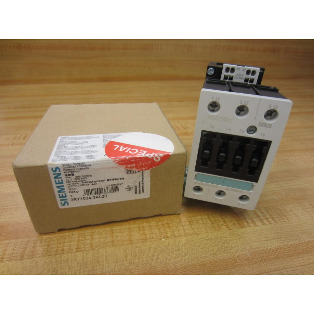 Siemens 3RT1034-3AL20 3P Power Contactor 3RT10343AL20 Siemens 3RT1034-3AL20 3P Power Contactor 3RT10343AL20