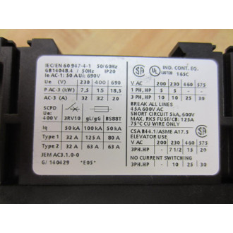 Siemens 3RT1034-3AL20 3P Power Contactor 3RT10343AL20