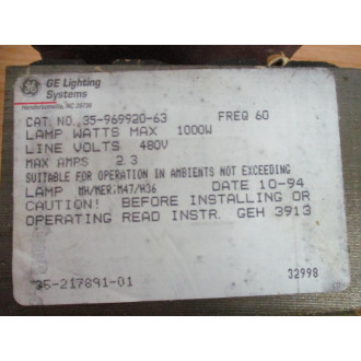 General Electric 35-969920-63 Renewal Parts For Uniglow, Unimount