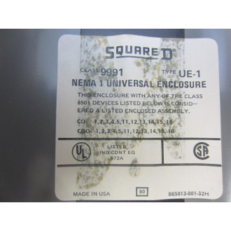 Square D 9991-UE-1 NEMA 1 Universal Enclosure 9991UE1