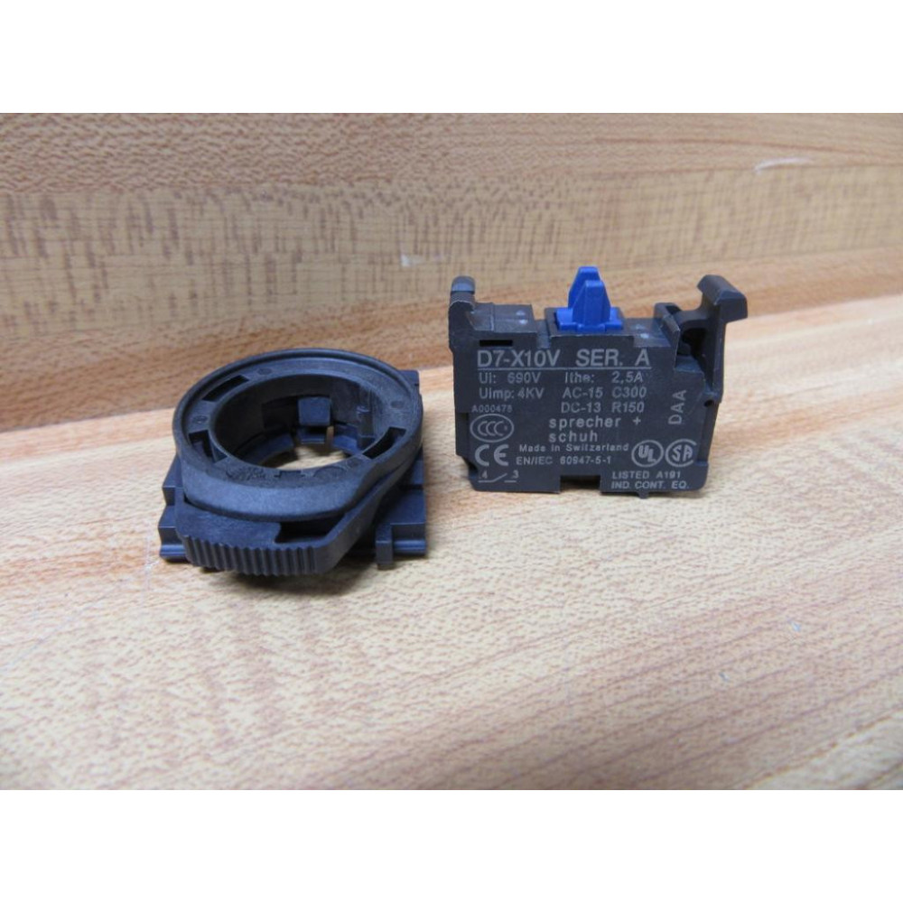 Sprecher + Schuh D7-X10V Contact Block D7X10V WMounting Latch - New No Box
