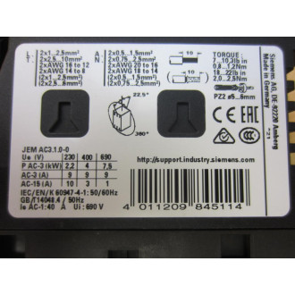 Siemens 3RT2023-1NF30 Power Contactor 3RT20231NF30