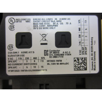 Siemens 3RT2023-1NF30 Power Contactor 3RT20231NF30