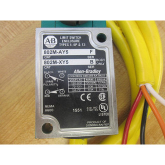 Allen Bradley 802MAY5 Complete Limit Switch 802MXY5 802MAX w49747 Cable - New No Box