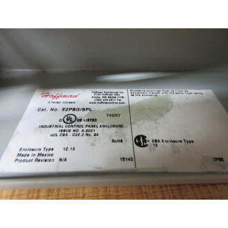 Hoffman E2PBGSPL Control Panel Enclosure E2PBG - Used