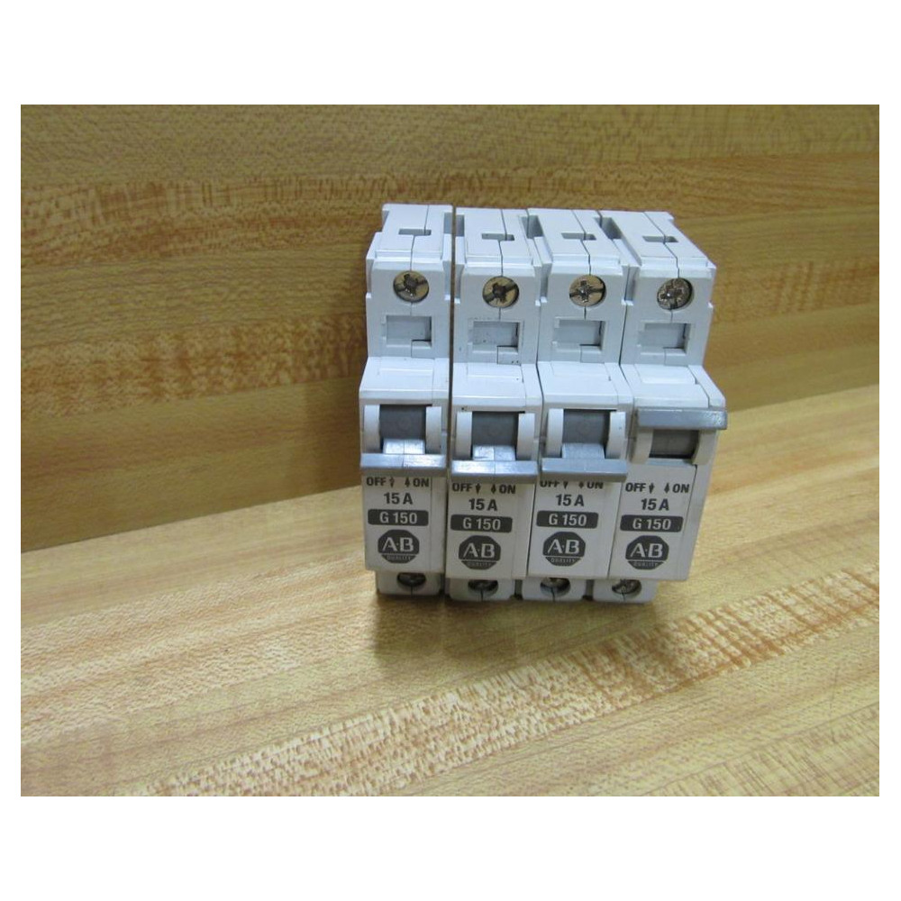 Allen Bradley 1492-CB1G150 15A Circuit Breaker 1492CB1G150 Series B (Pack of 4) - Used
