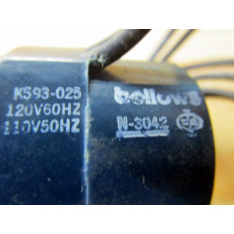Bellows K593-025 Coil K593025 120V  60Hz - Used