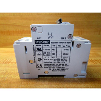 Allen Bradley 1492-CB2G100 Breaker 1492CB2G100 10A Series B - Used