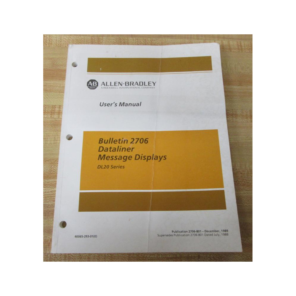 Allen Bradley 40065-293-01(E) User's Manual 4006529301E - Used