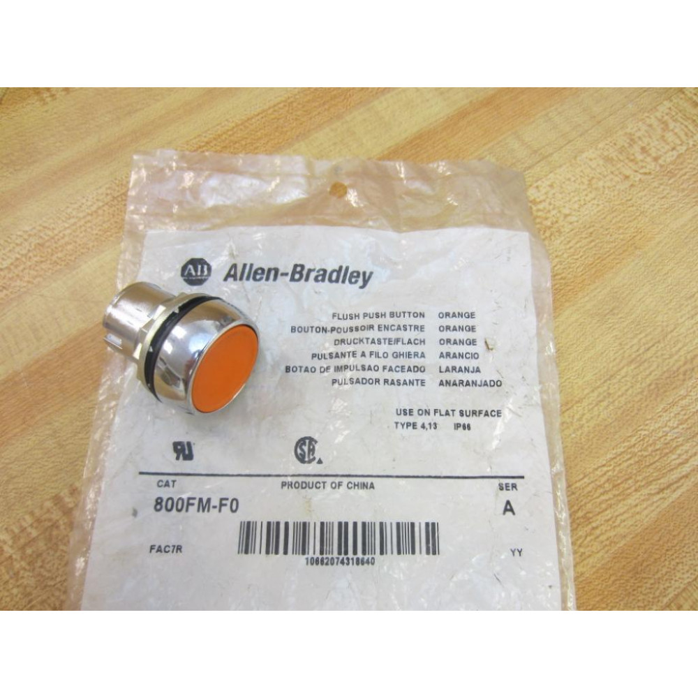 Allen Bradley 800FM-F0 Metal Flush Push Button 800FMF0