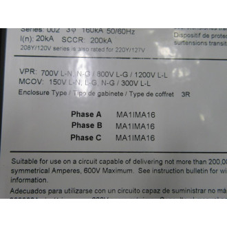 Square D TVS2EMA16A Surge Protective Device 63406
