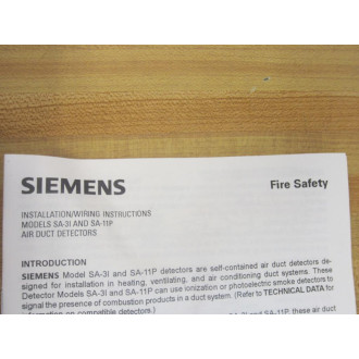 Siemens 500-086501 SA-3I Air Duct Detector 500086501