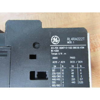General Electric RL4RA022TJ Contactor Relay RL4RA022T WCracked Housing - Used