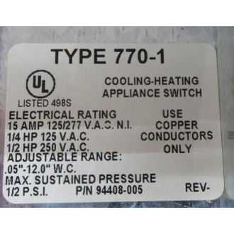 White-Rodgers 94408-005 HeatingCooling Switch 94408005 - New No Box