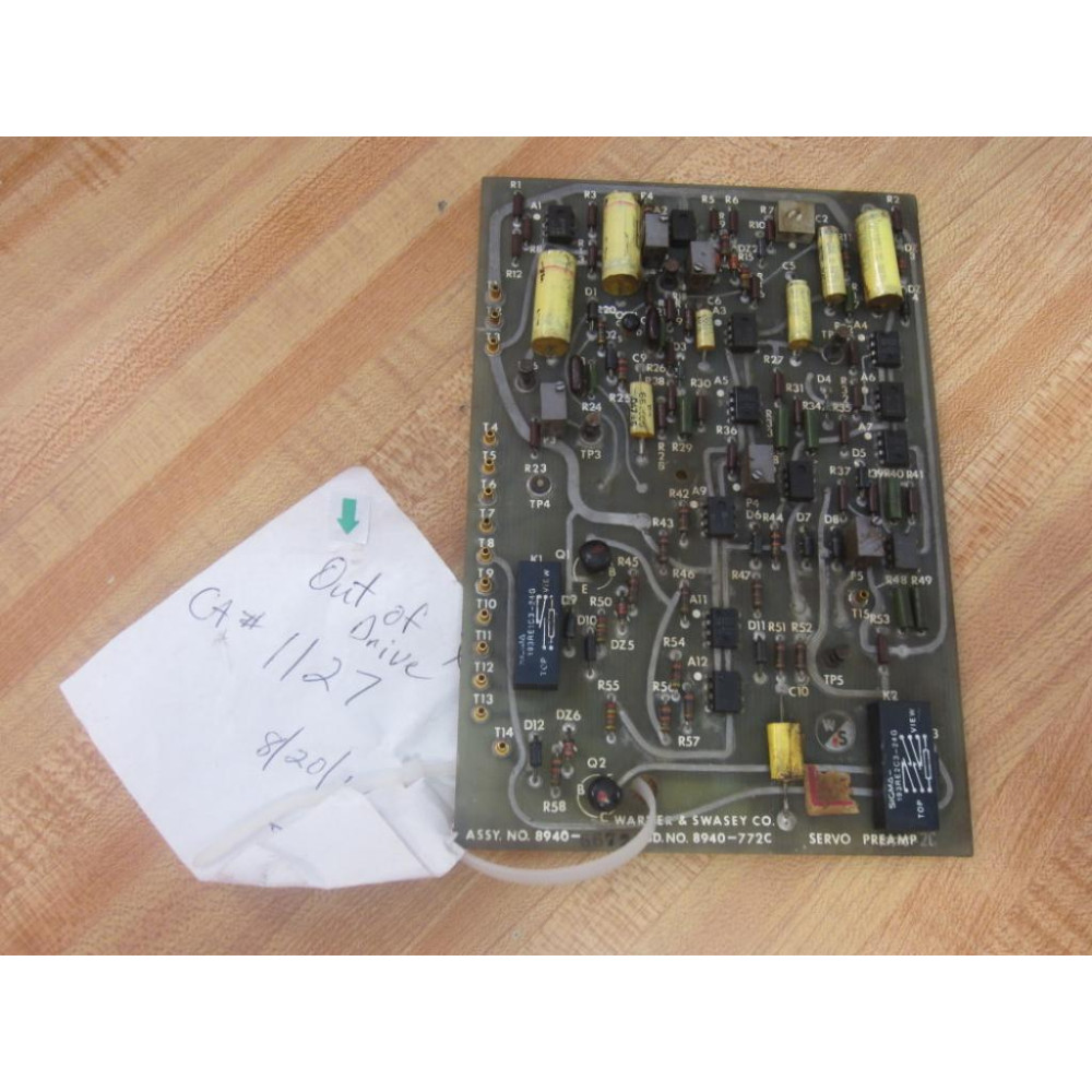 Warner & Swasey 8940-6672 Servo PreAmp Card 89406672 8940-6672E - Parts Only