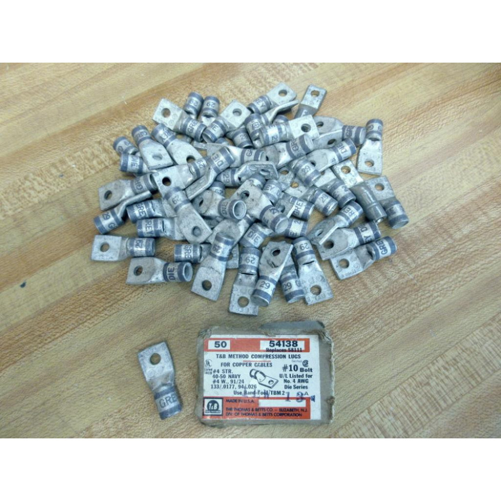 Thomas And Betts 54138 Compression Lug Terminal (Pack of 56) - New No Box Thomas And Betts 54138 Compression Lug Terminal (Pack of 56) - New No Box