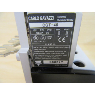 Carlo Gavazzi CGT-40-26 Overload Relay - New No Box