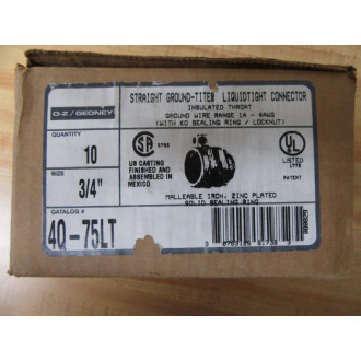 O-ZGedney 4Q-75LT Liquid Tight Connector 4Q75LT (Pack of 10)