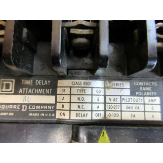 Square D 8501-GO-60 Control Relay 8501-G0-60 8501-GO-60-GD - Used