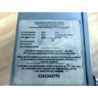 Square D 9012 GCW-1 Pressure Switch  9012GCW1 - Used