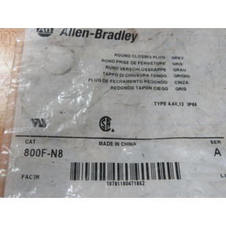 Allen Bradley 800F-N8 Round Closing Plug 800FN8 (Pack of 2)