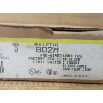 Allen Bradley 802M-AY12NF Pre-Wired Limit Switch 802MAY12NF
