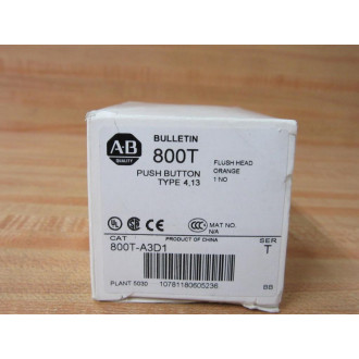 Allen Bradley 800T-A3D1 Flush Head Push Button 800TA3D1