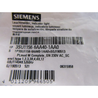 Siemens 3SU1156-6AA40-1AA0 Green 3SU11566AA401AA0