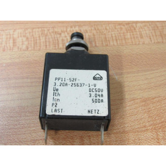 Airpax PP11-52F-3.20A-25637-1-V Breaker PP1152F320A256371V - Used