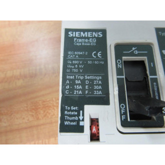 Siemens HEM3M003 3A Circuit Breaker HEM3M003L - Used