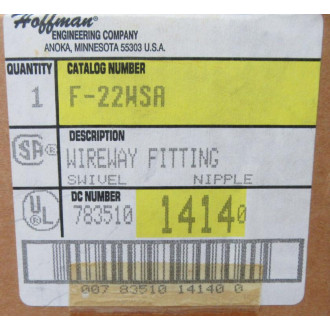 Hoffman F-22WSA Wireway Fitting F22WSA