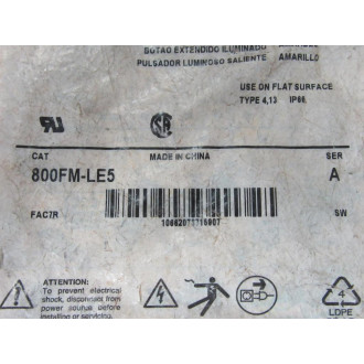 Allen Bradley 800FM-LE5 Yellow Extended Button 800FMLE5