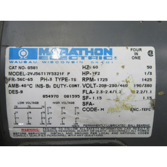 Marathon Electric 2VJ56T17F5321F P General Purpose Motor G581 - Used
