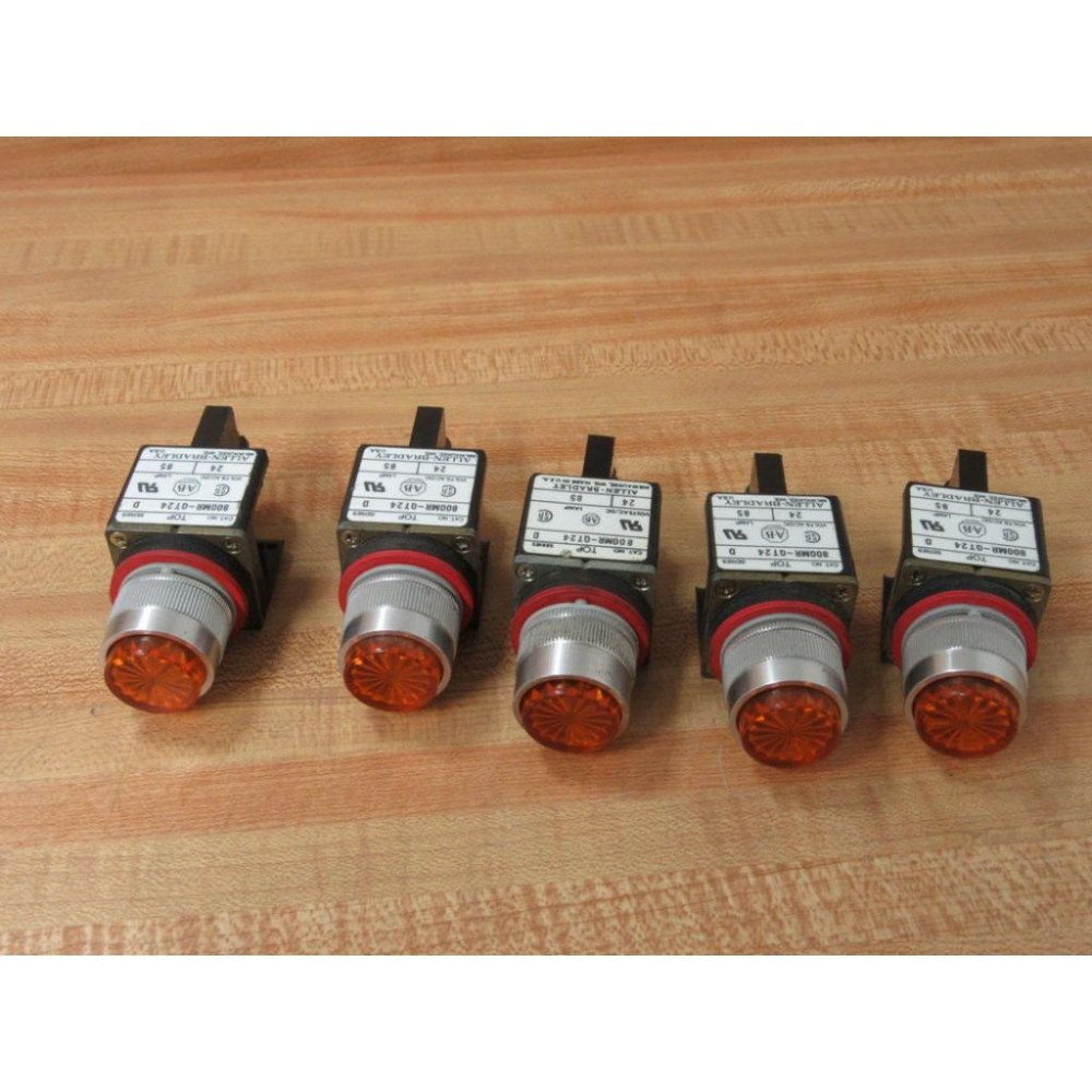 Allen Bradley 800MR-QT24A Amber Pilot Light 800MRQT24A (Pack of 5) - Used Allen Bradley 800MR-QT24A Amber Pilot Light 800MRQT24A (Pack of 5) - Used
