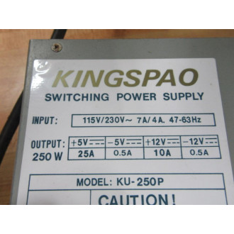 Kingspao KU-250P Switching Power Supply KU250P - Used