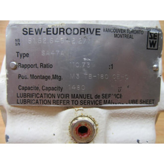 SEW Eurodrive SA47A Gear Reducer - Used