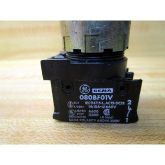 GE General Electric 080BF01V Contact Block WSquare Guard & Button - Used