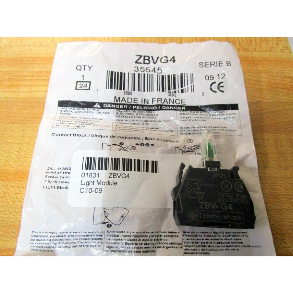 Telemecanique Schneider ZBV-G4 Light Module ZBVG4 38405 Telemecanique Schneider ZBV-G4 Light Module ZBVG4 38405