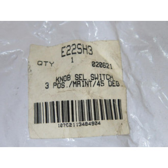 Cutler Hammer E22SH3 Eaton Knob Selector Switch