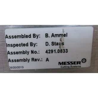 Messer Cutting System 4291.0833P X-Y Adjustment 42910833P