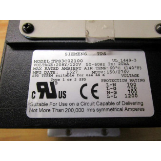 Siemens TPS3C02100 Surge Protection Device - Used