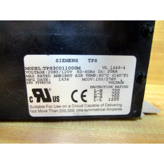 Siemens TPS3C011000M Surge Protection Device - Used