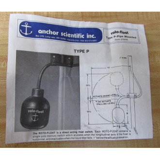 Anchor Scientific P40NO Float Switch