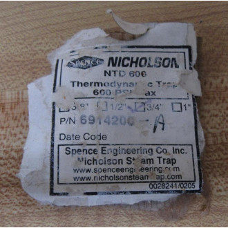 Spence 6914200-A Steam Trap 6914200A - New No Box